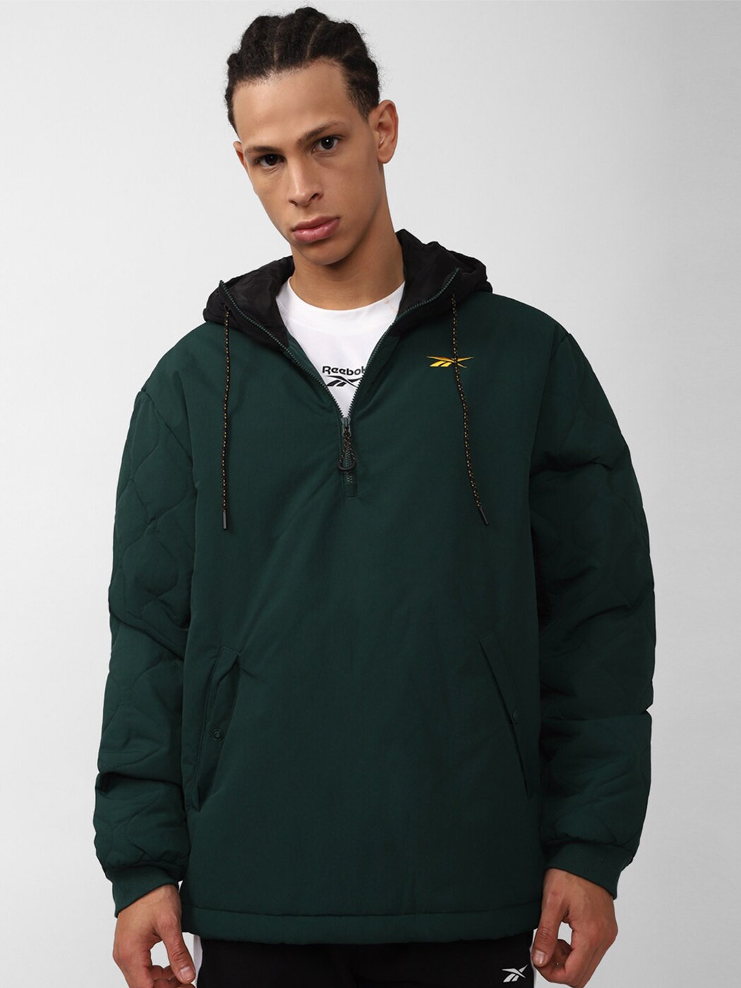 

Reebok Men Fitness TS TW Graphene Half Zip Hooded Sweatshirt, Green