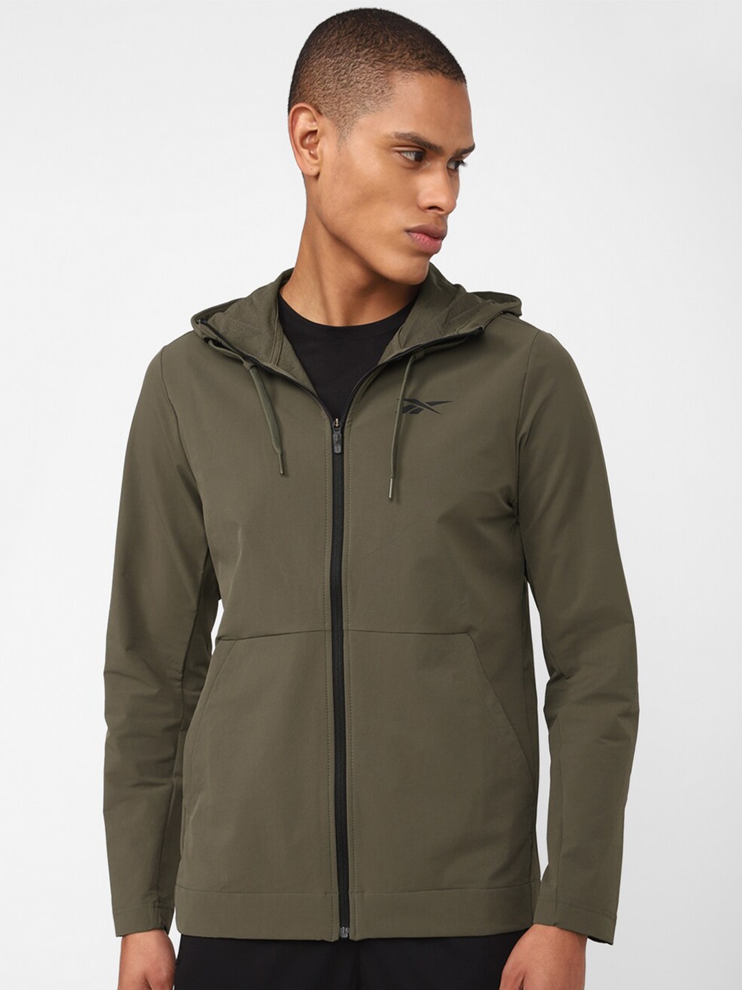 

Reebok Men TS Performance FZ Hooded Sweatshirt, Olive