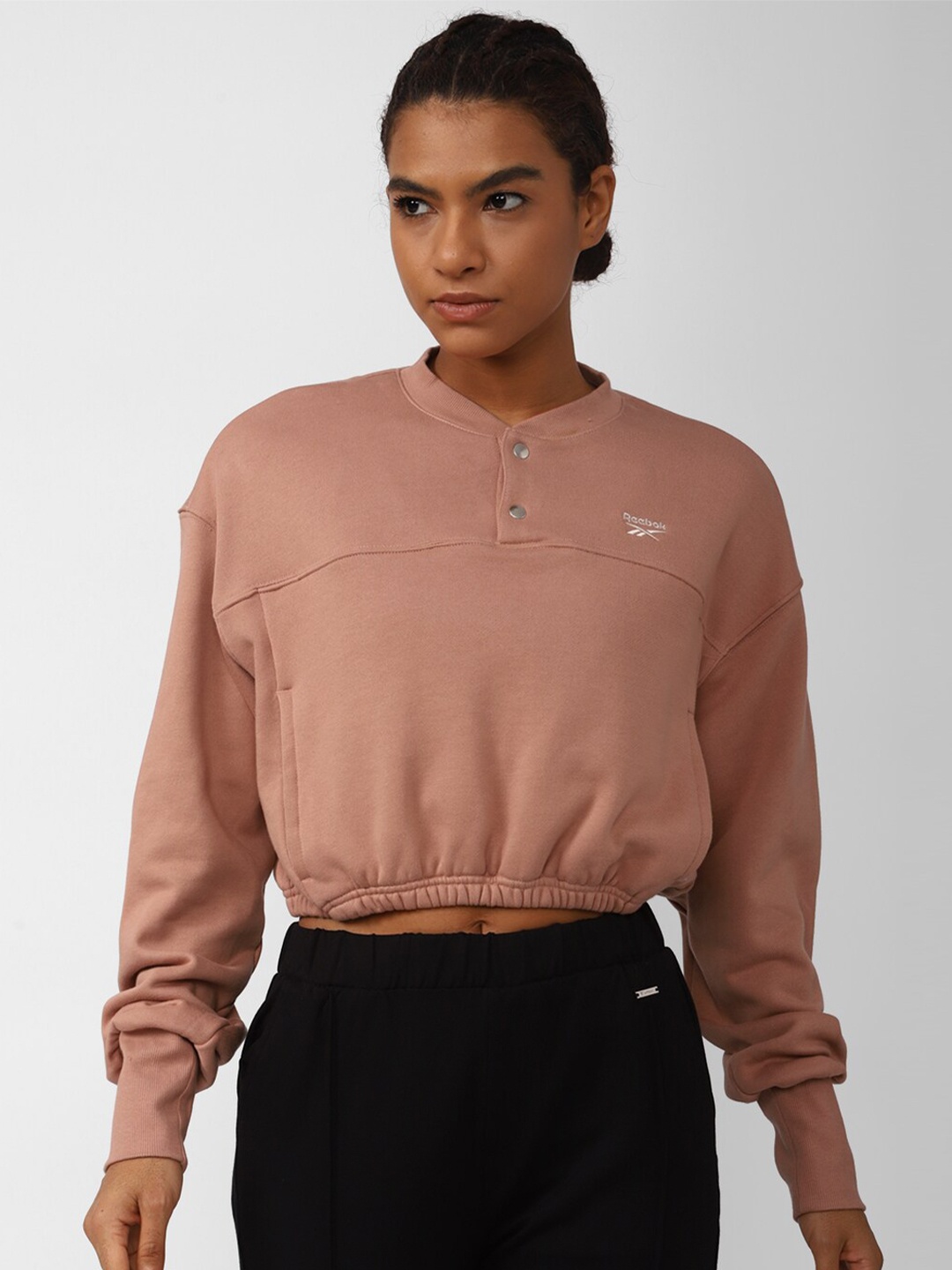 

Reebok Women Classics Pure Cotton French Terry Cover Up Sweatshirt, Peach