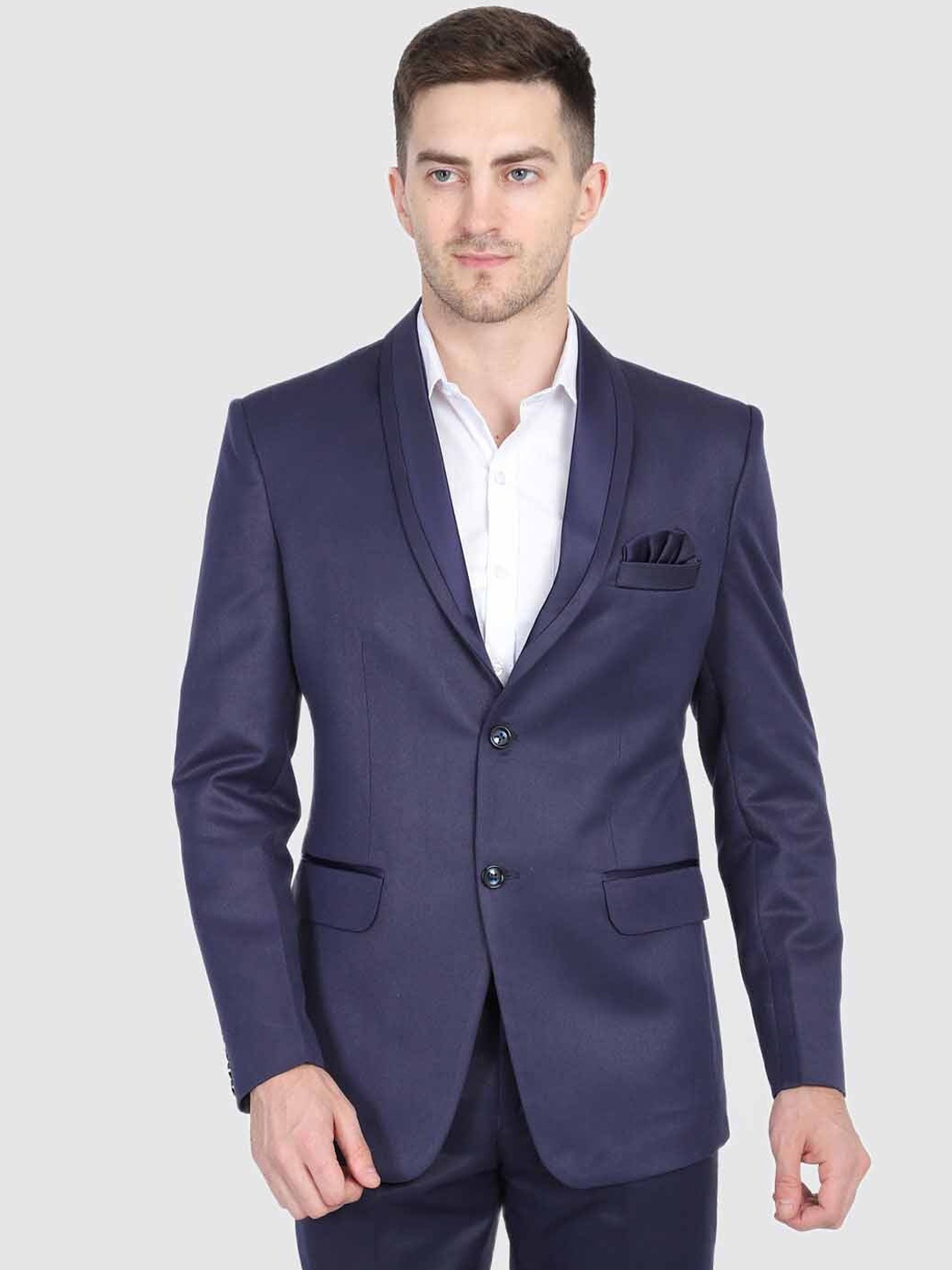

TAHVO Men Long Sleeves Slim-Fit Single Breasted Party Blazer, Navy blue