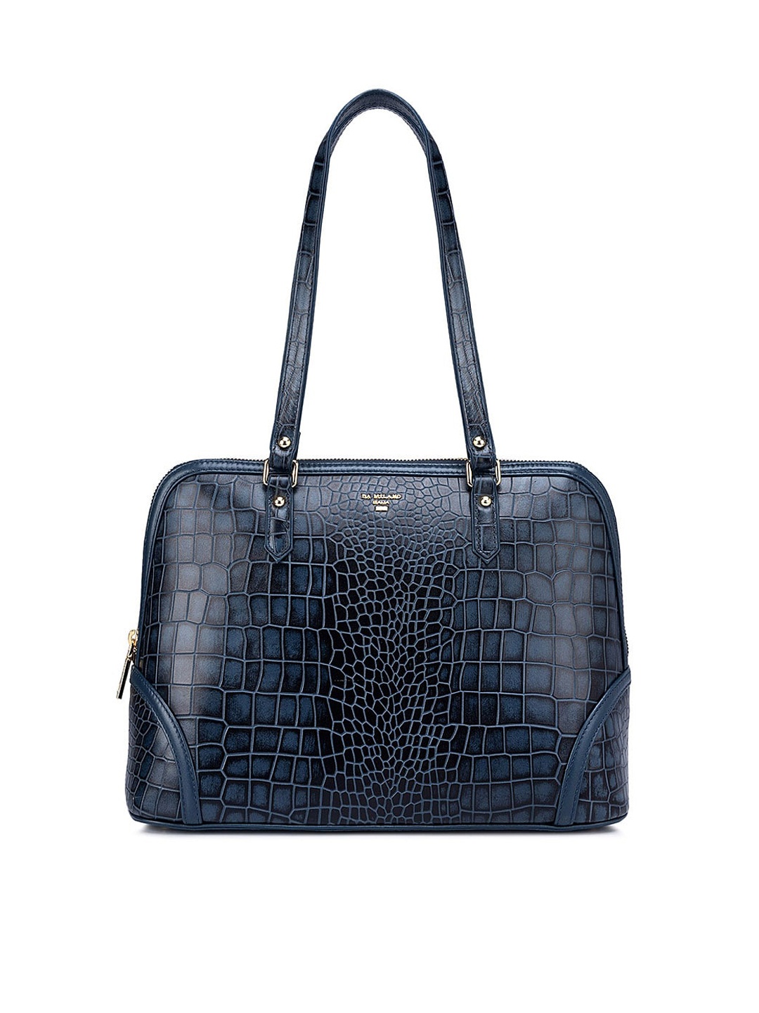 

Da Milano Textured Leather Structured Shoulder Bag, Navy blue