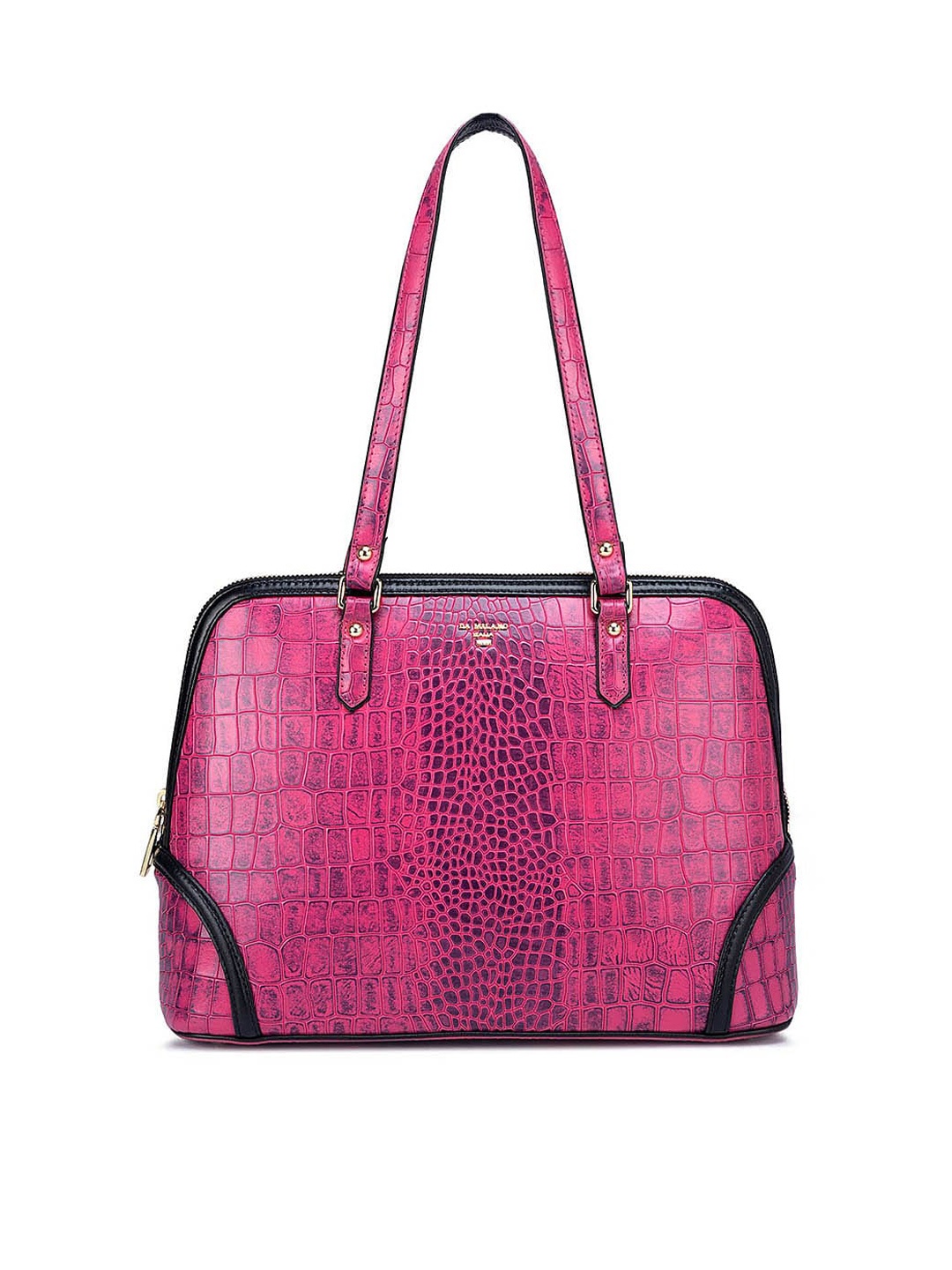 

Da Milano Leather Structured Shoulder Bag, Magenta