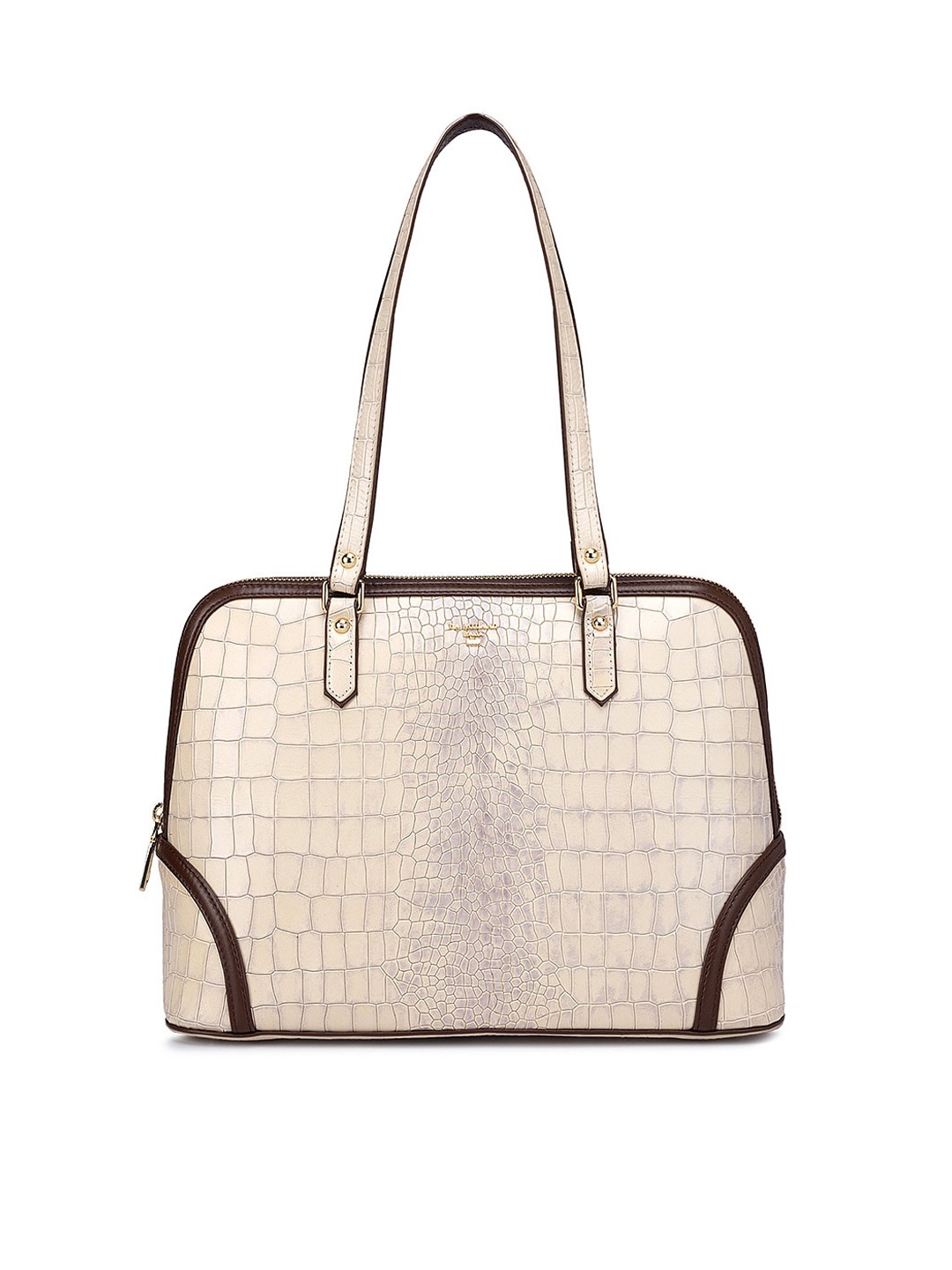 

Da Milano Textured Leather Structured Shoulder Bag, White