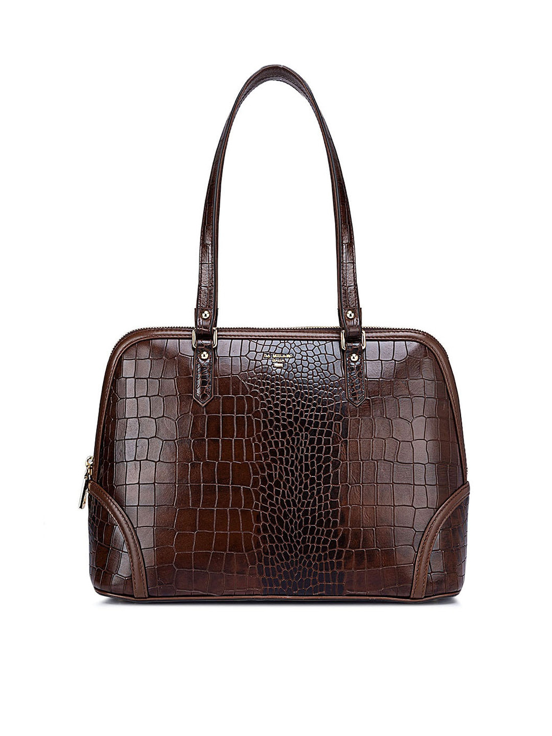 

Da Milano Textured Leather Structured Shoulder Bag, Brown
