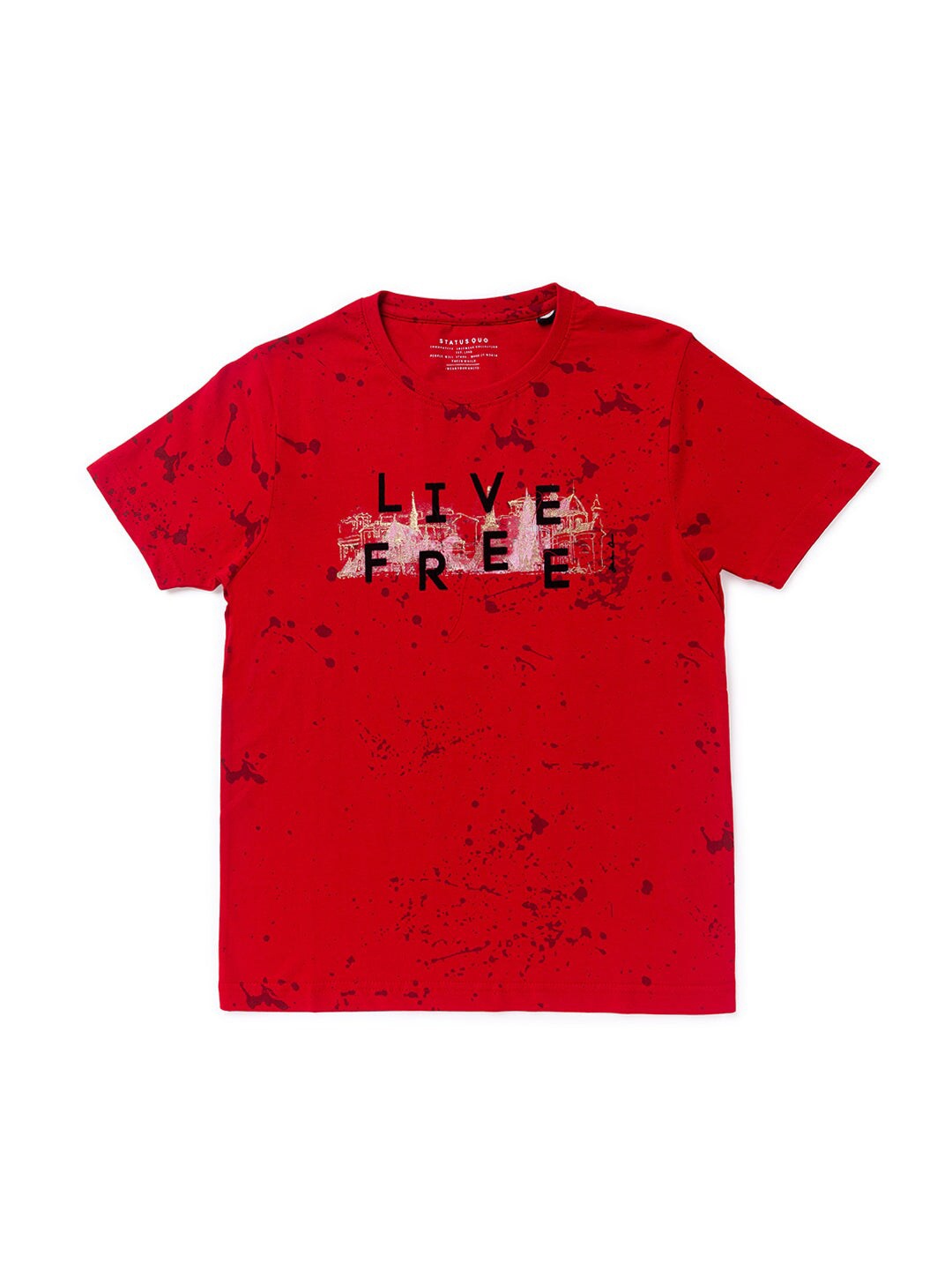 

Status Quo Boys Typography Printed Cotton T-shirt, Red