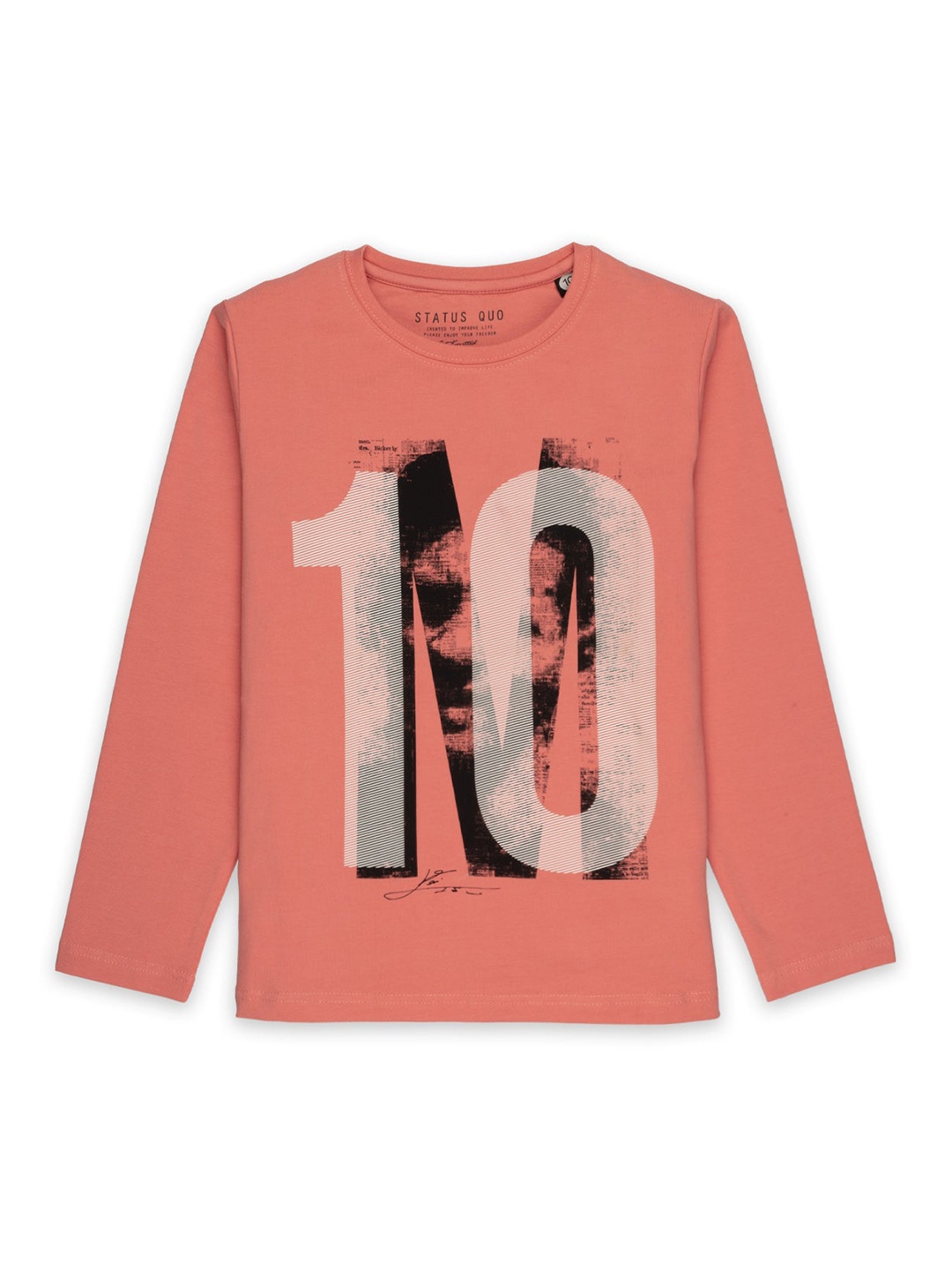 

Status Quo Boys Typography Printed Cotton T-shirt, Coral