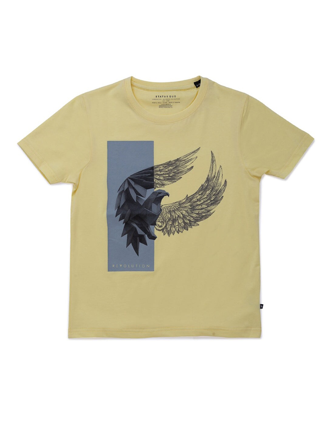 

Status Quo Boys Printed Cotton T-shirt, Yellow