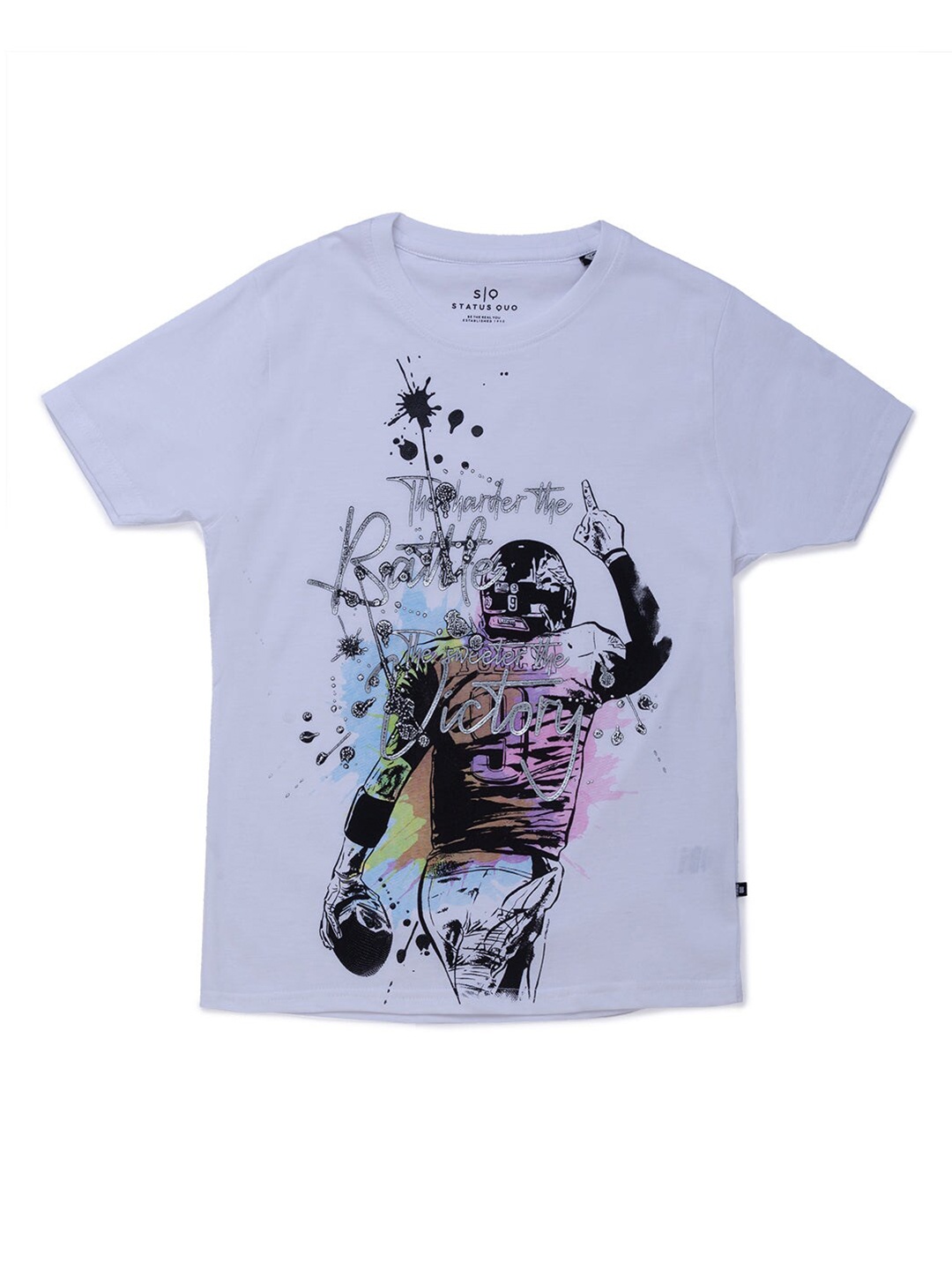 

Status Quo Boys Typography Printed Cotton T-shirt, Grey
