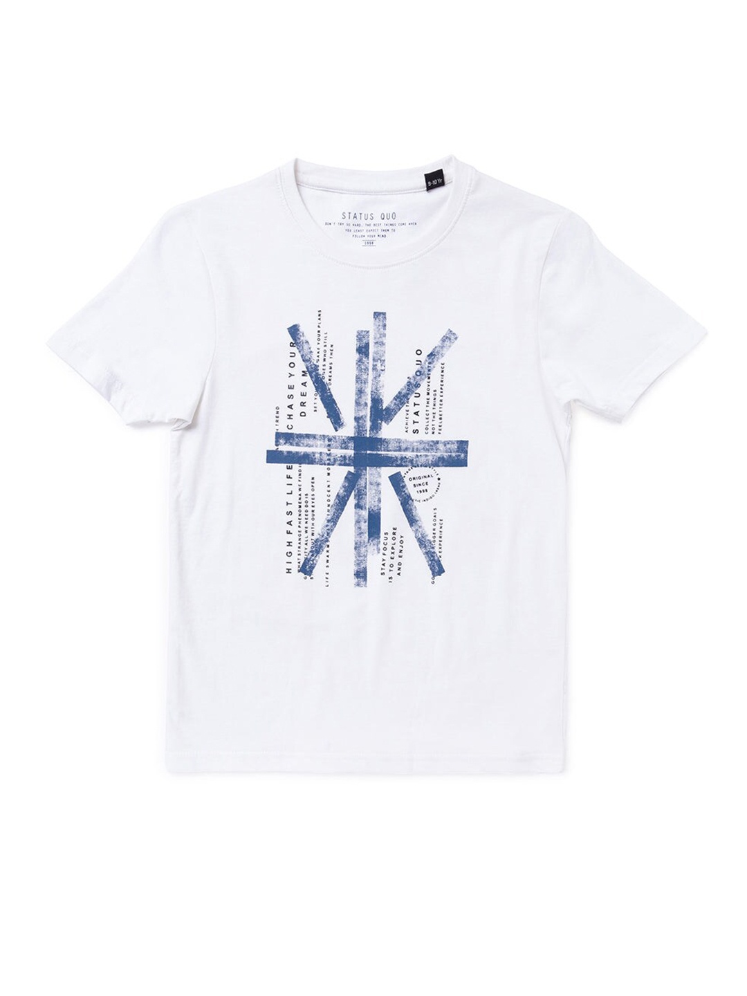 

Status Quo Boys Typography Printed Cotton T-shirt, White