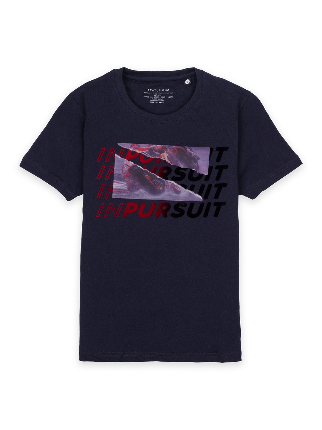 

Status Quo Boys Graphic Printed Cotton T-shirt, Navy blue