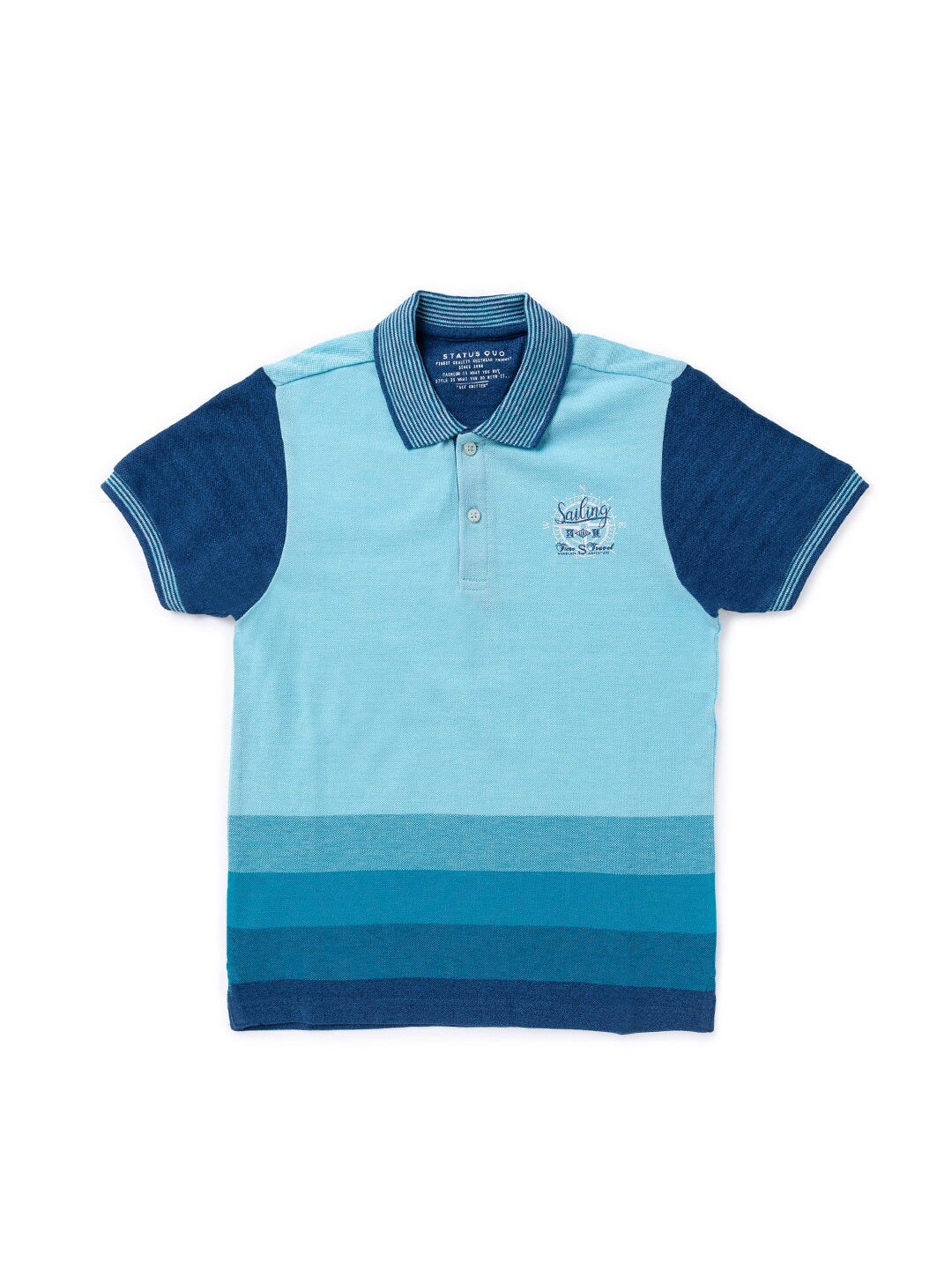 

Status Quo Boys Striped Polo Collar Cotton T-shirt, Blue