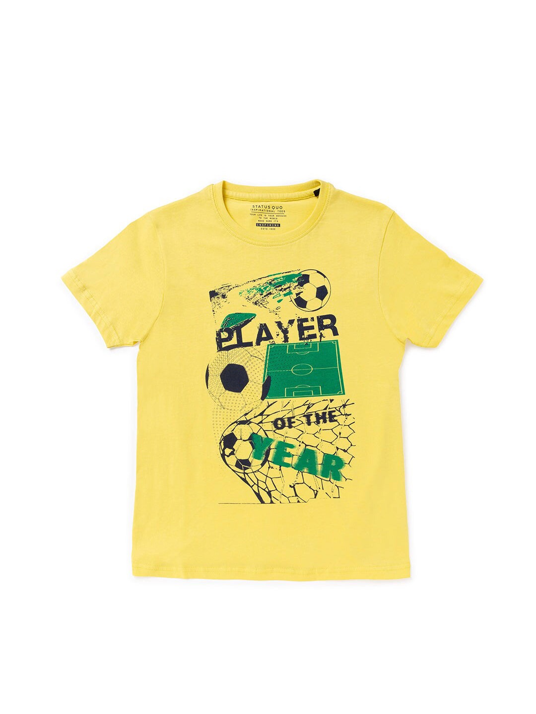 

Status Quo Boys Typography Printed Cotton T-shirt, Yellow