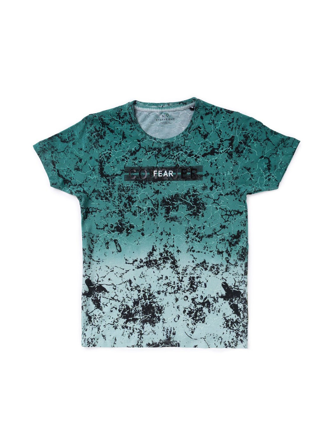 

Status Quo Boys Typography Printed Cotton T-shirt, Green