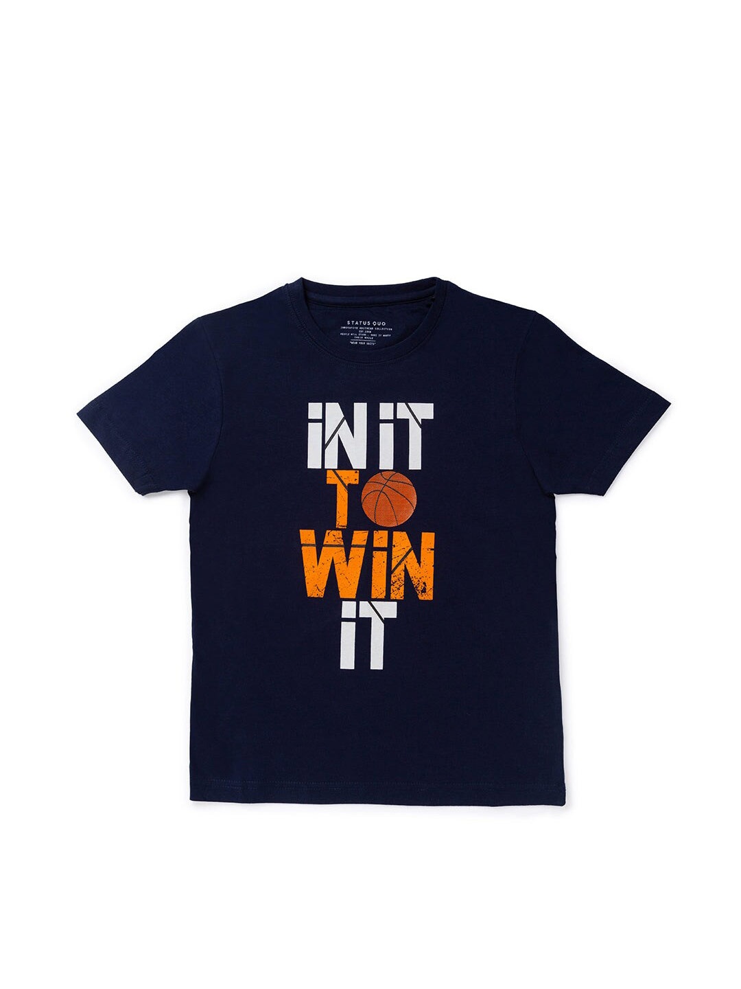 

Status Quo Boys Navy Typography Printed Cotton T-shirt, Navy blue