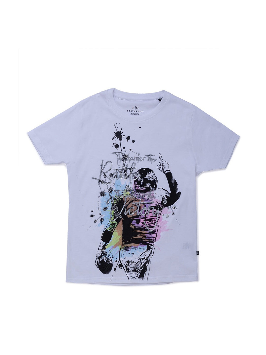 

Status Quo Boys Printed Cotton T-shirt, Grey
