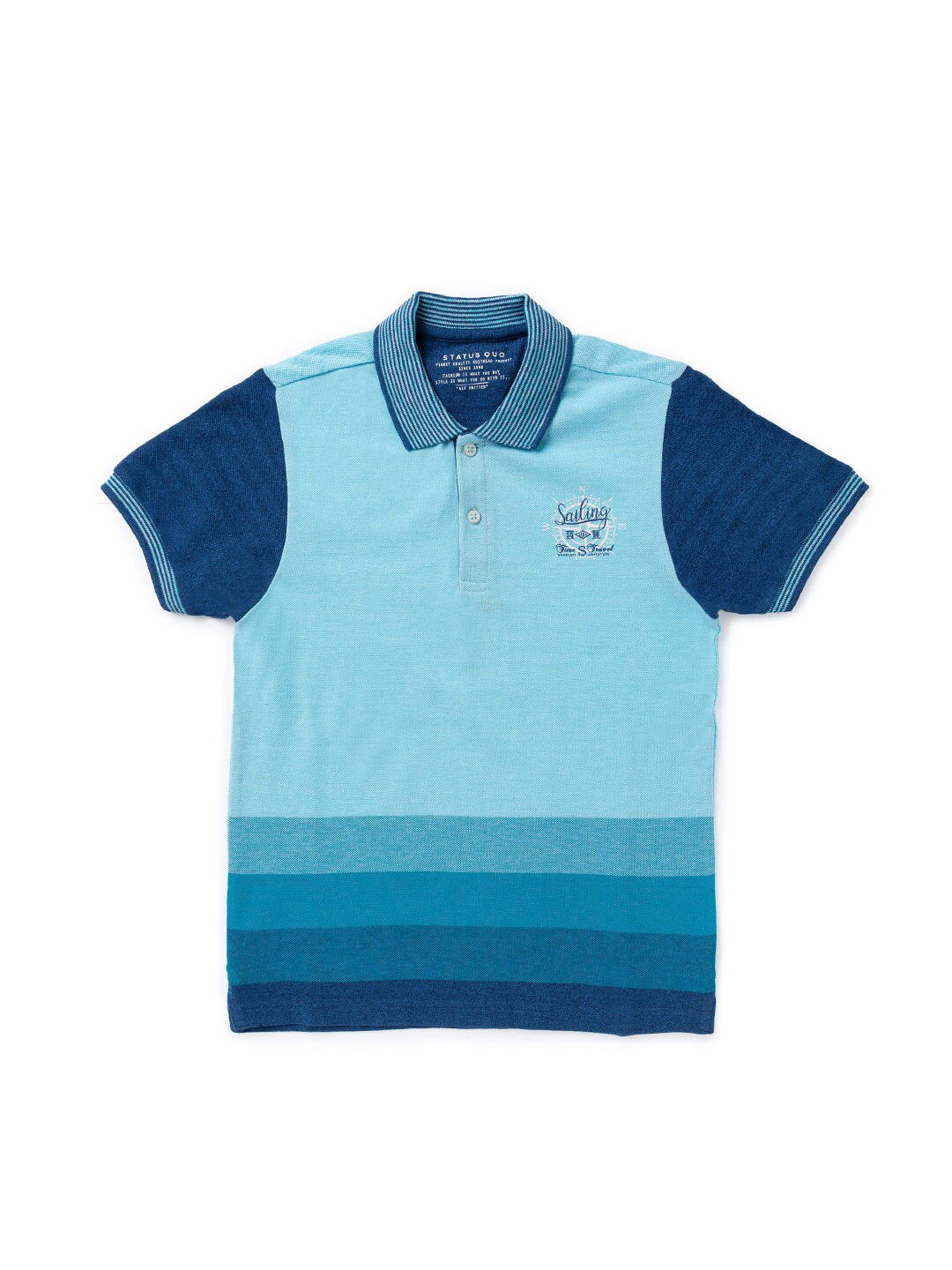 

Status Quo Boys Colourbloked Short Sleeve Polo Collar Cotton T-shirt, Blue