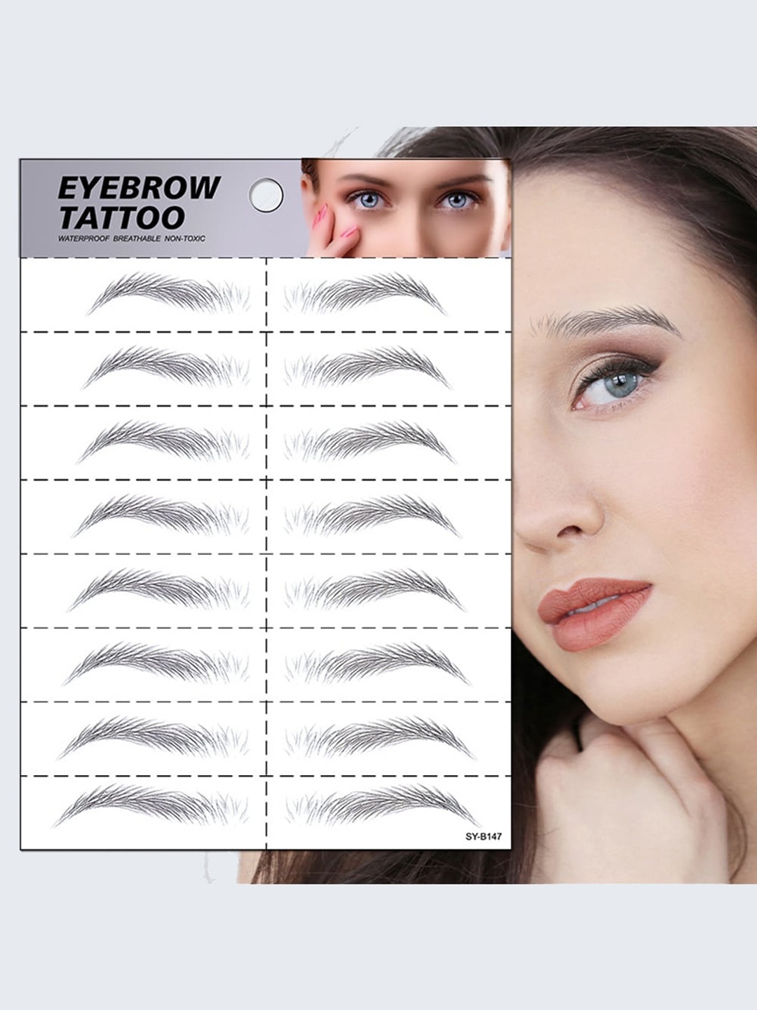 

S.A.V.I. 8 Pairs 6D Natural Look Long Lasting Eyebrow Tattoo Sticker, Black