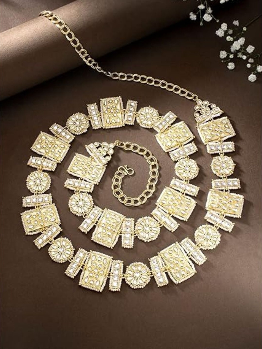 

I Jewels Gold-Plated Kundan Studded Adjustable Kamarband
