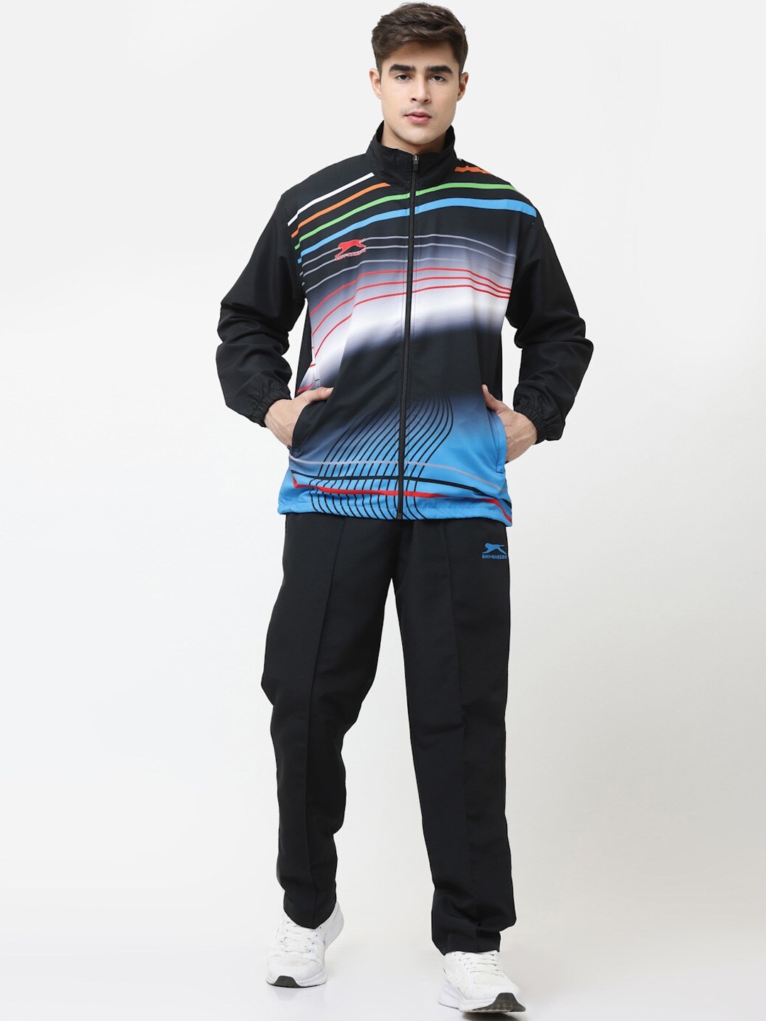 

Shiv Naresh Fit-burst Men Mock Neck Tracksuit, Black