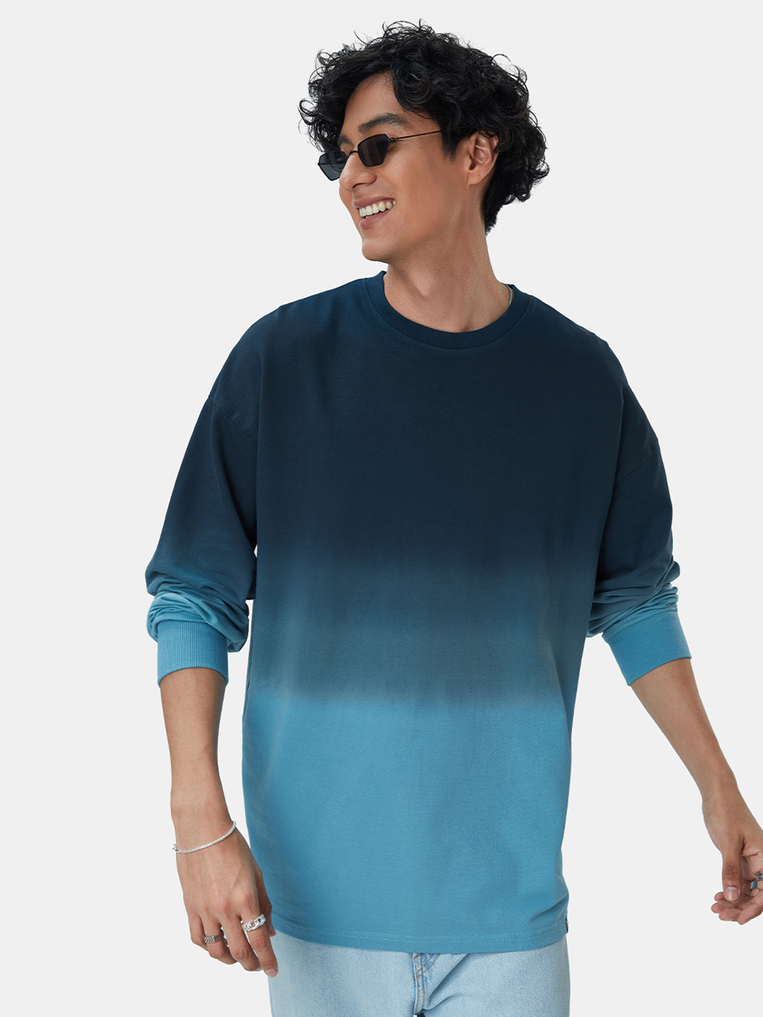 

The Souled Store Men Dyed Pure Cotton Oversized T-Shirt, Navy blue