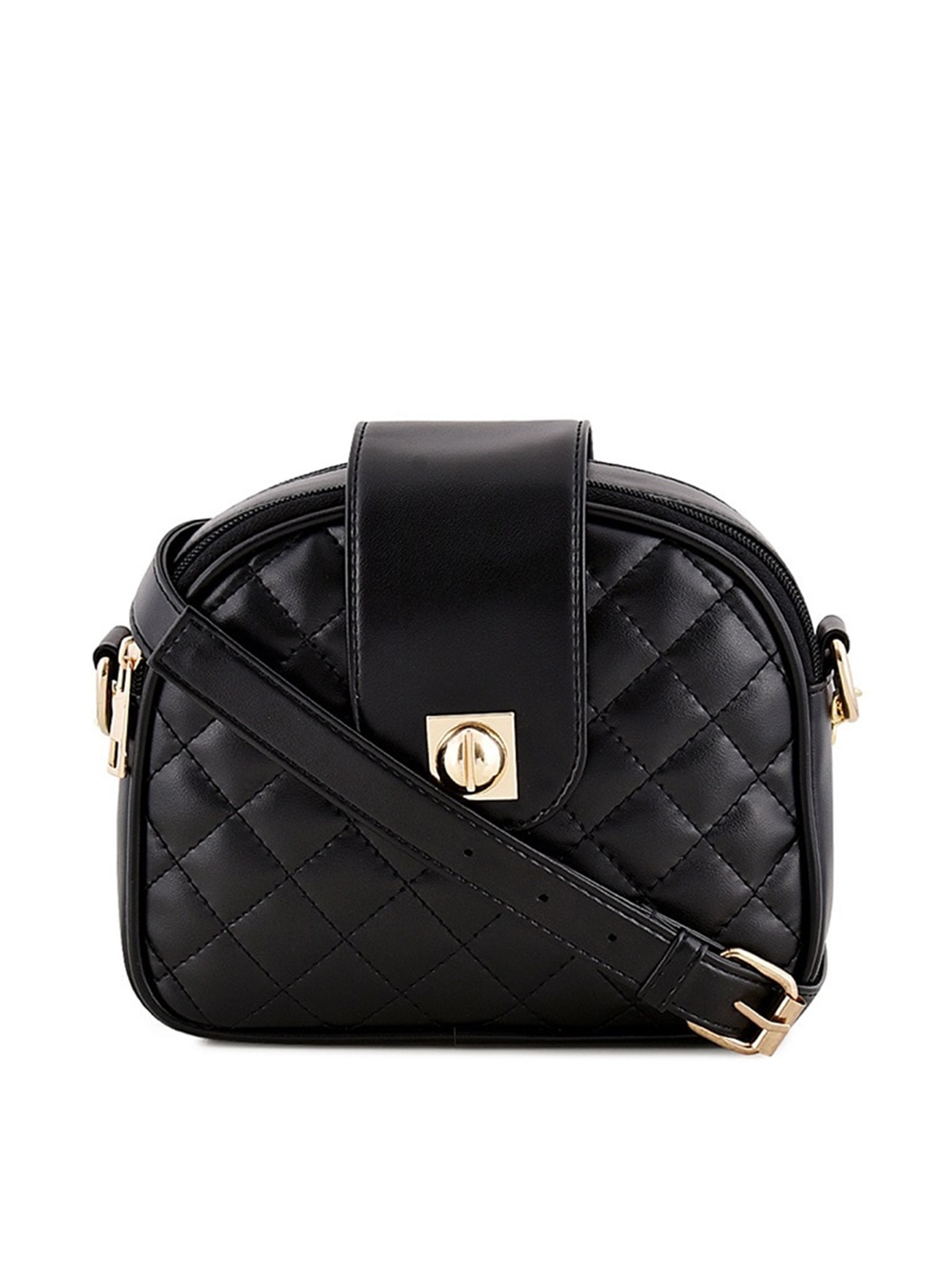 

Lychee bags Structured Sling Bag with Quilted, Black