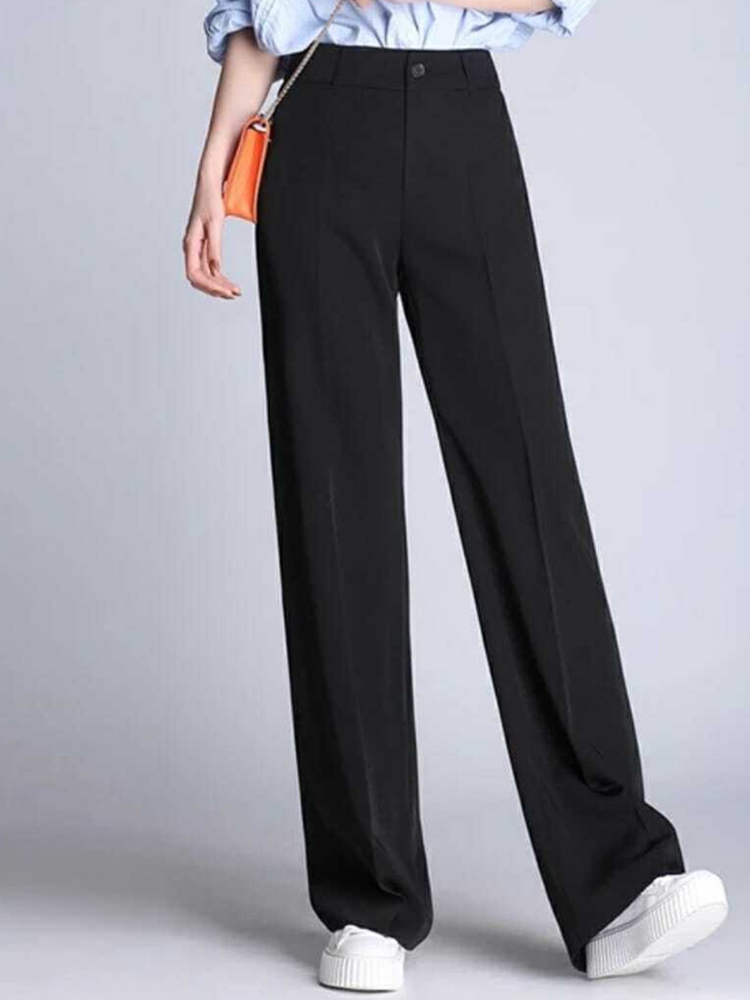 

BROADSTAR Women Relaxed Straight Leg Loose Fit High-Rise Easy Wash Parallel Trouser, Black