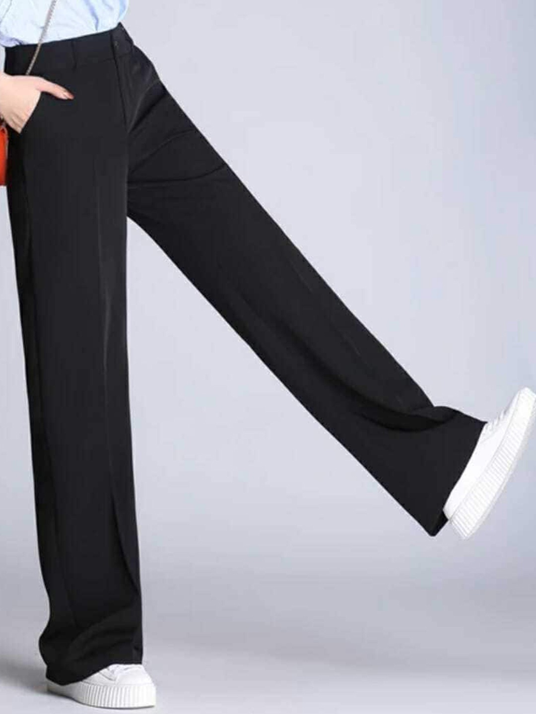 

Next One Women Relaxed Straight Leg Loose Fit High-Rise Easy Wash Trouser, Black