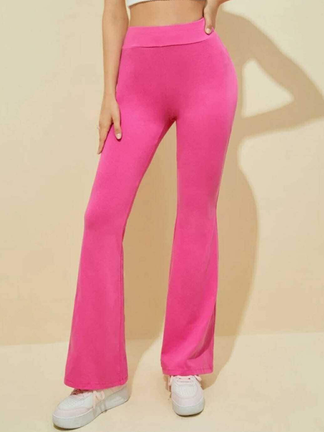 

Next One Women Relaxed Straight Leg Flared High-Rise Easy Wash Trousers, Rose