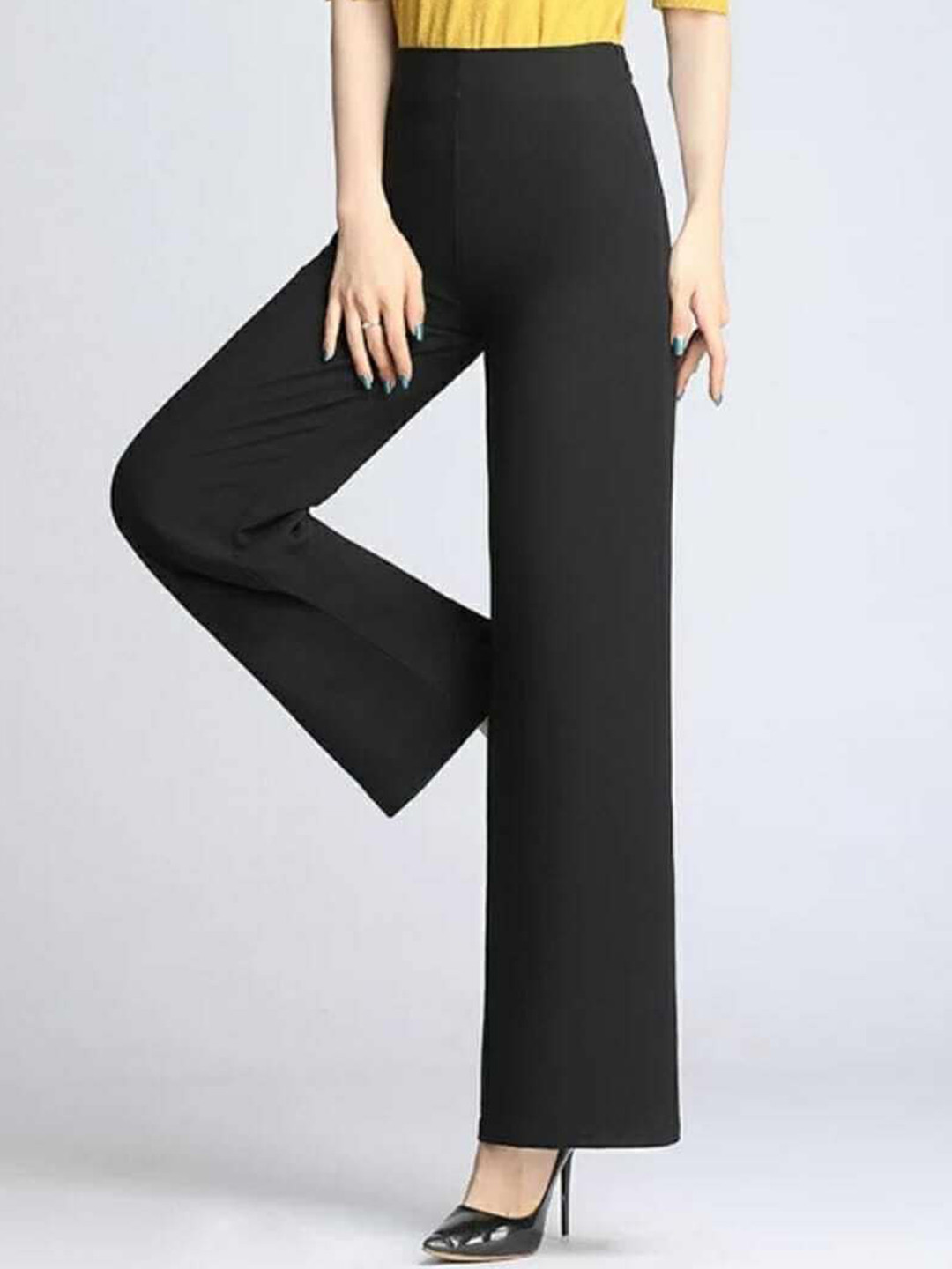

Next One Women Relaxed Straight Leg Loose Fit High-Rise Easy Wash Trouser, Black