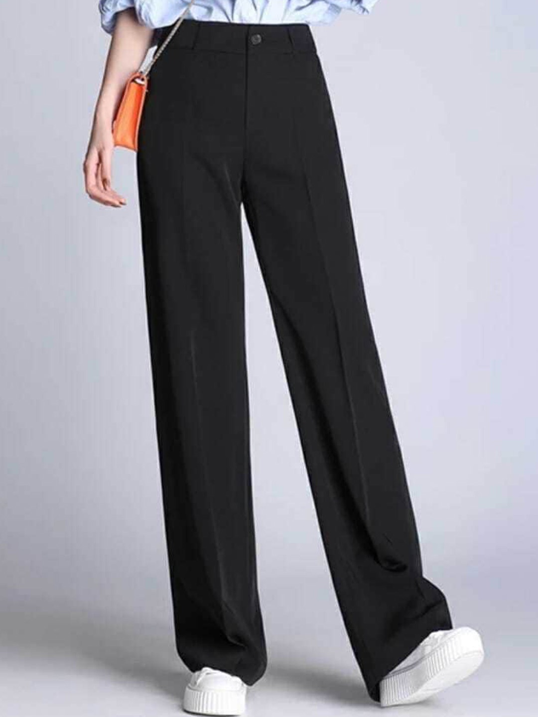 

Next One Women Relaxed Straight Leg Loose Fit High-Rise Easy Wash Trouser, Black