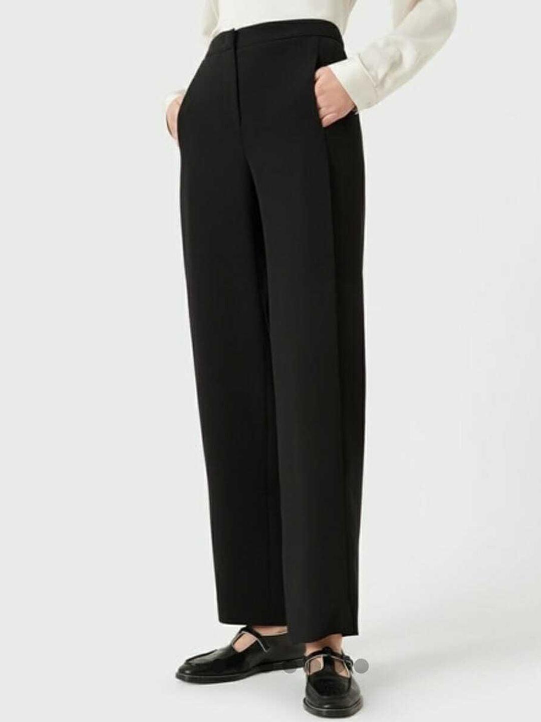 

Next One Women Relaxed Straight Leg Loose Fit High-Rise Easy Wash Trouser, Black