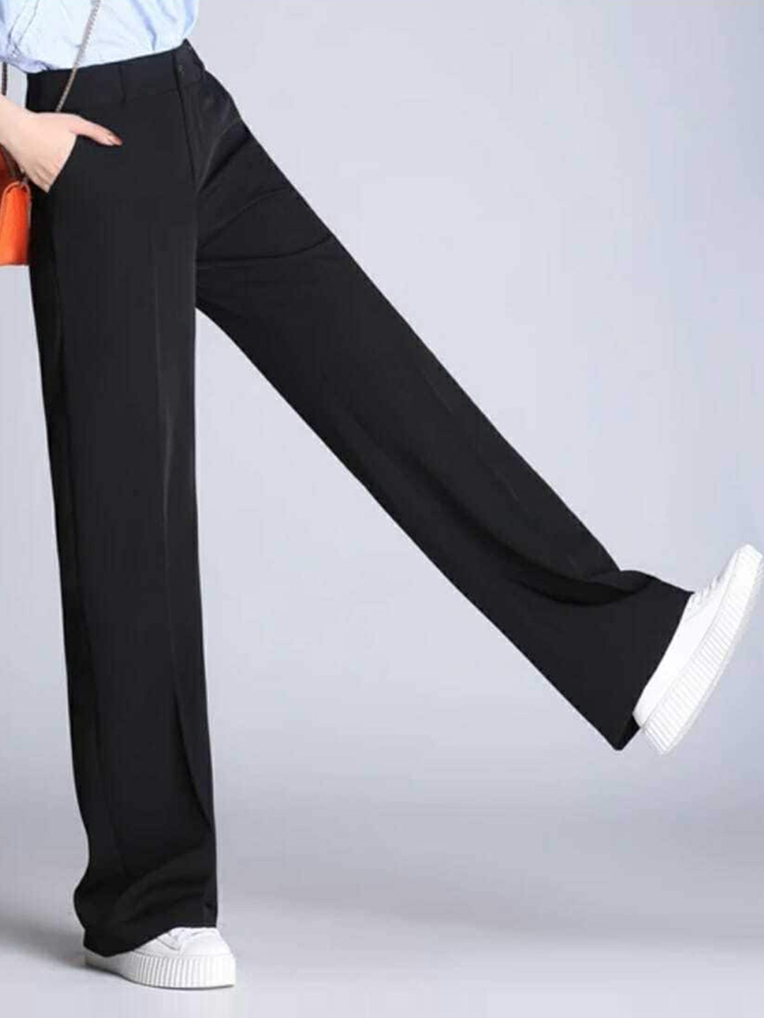 

Next One Women Relaxed Straight Leg Loose Fit High-Rise Easy Wash Trouser, Black