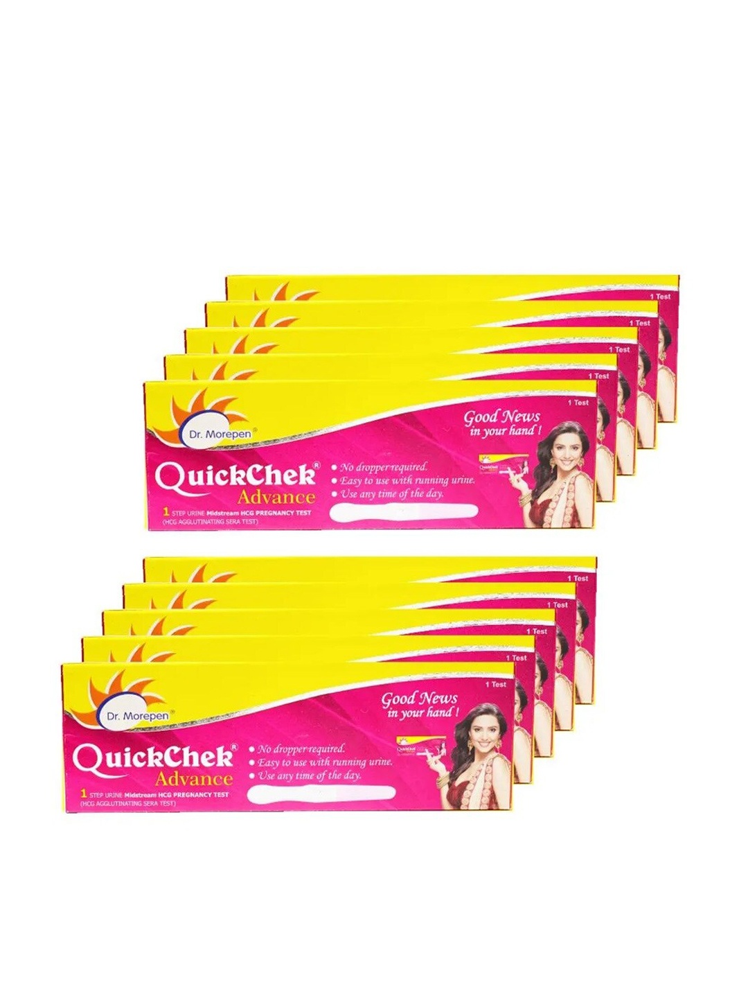 

Dr. Morepen Set of 10 Quick Chek Advance Midstream Pregnancy Test, Multi