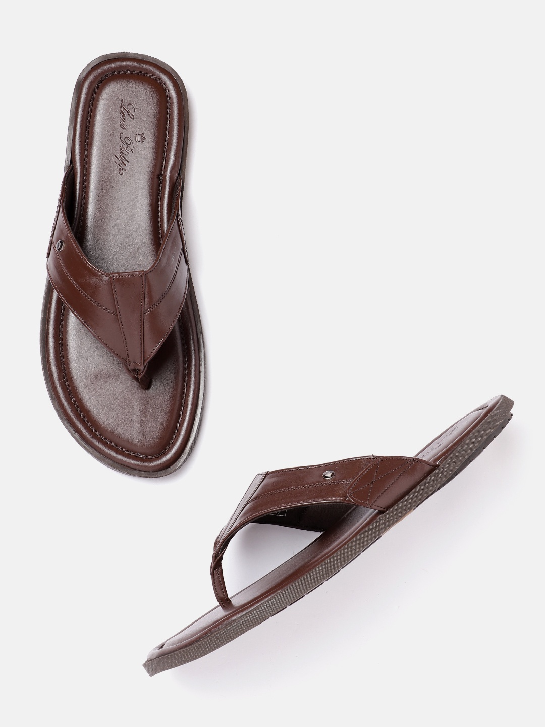 

Louis Philippe Men Leather Comfort Sandals, Brown