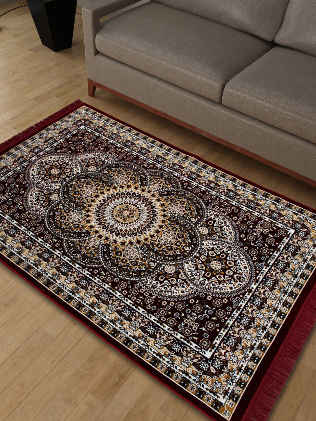 

Home Centre Corsica Tapis Red & Brown Ethnic Motifs Woven Carpets