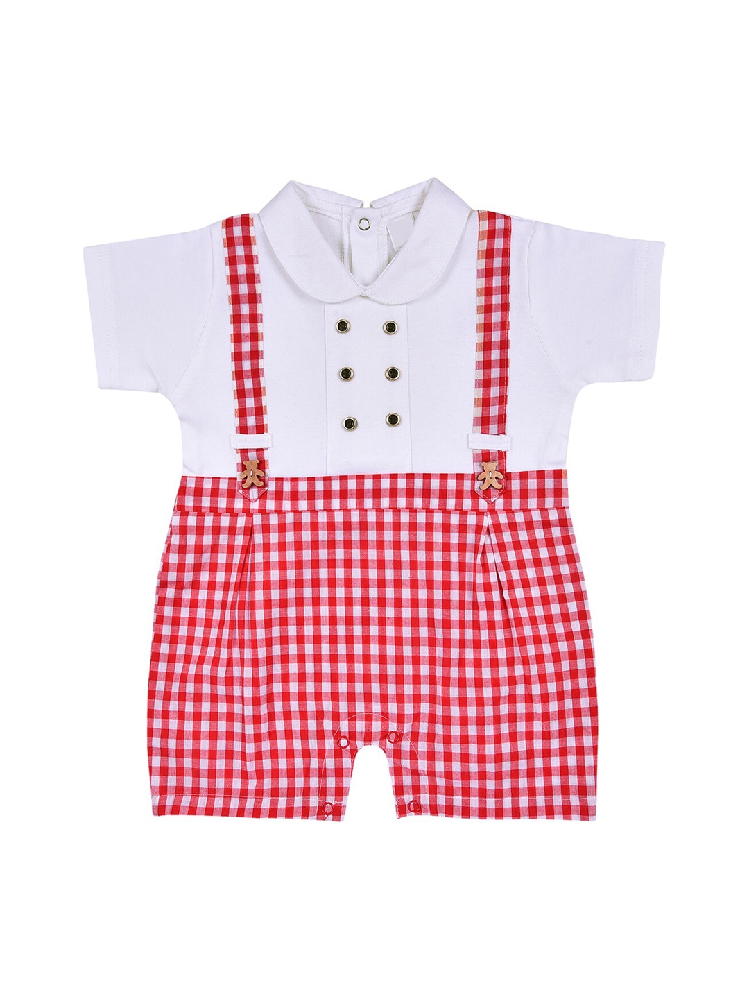 

Wish Karo Boys Checked Cotton Rompers, Red