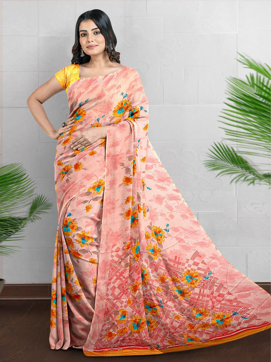 

Kalamandir Floral Printed Saree, Pink