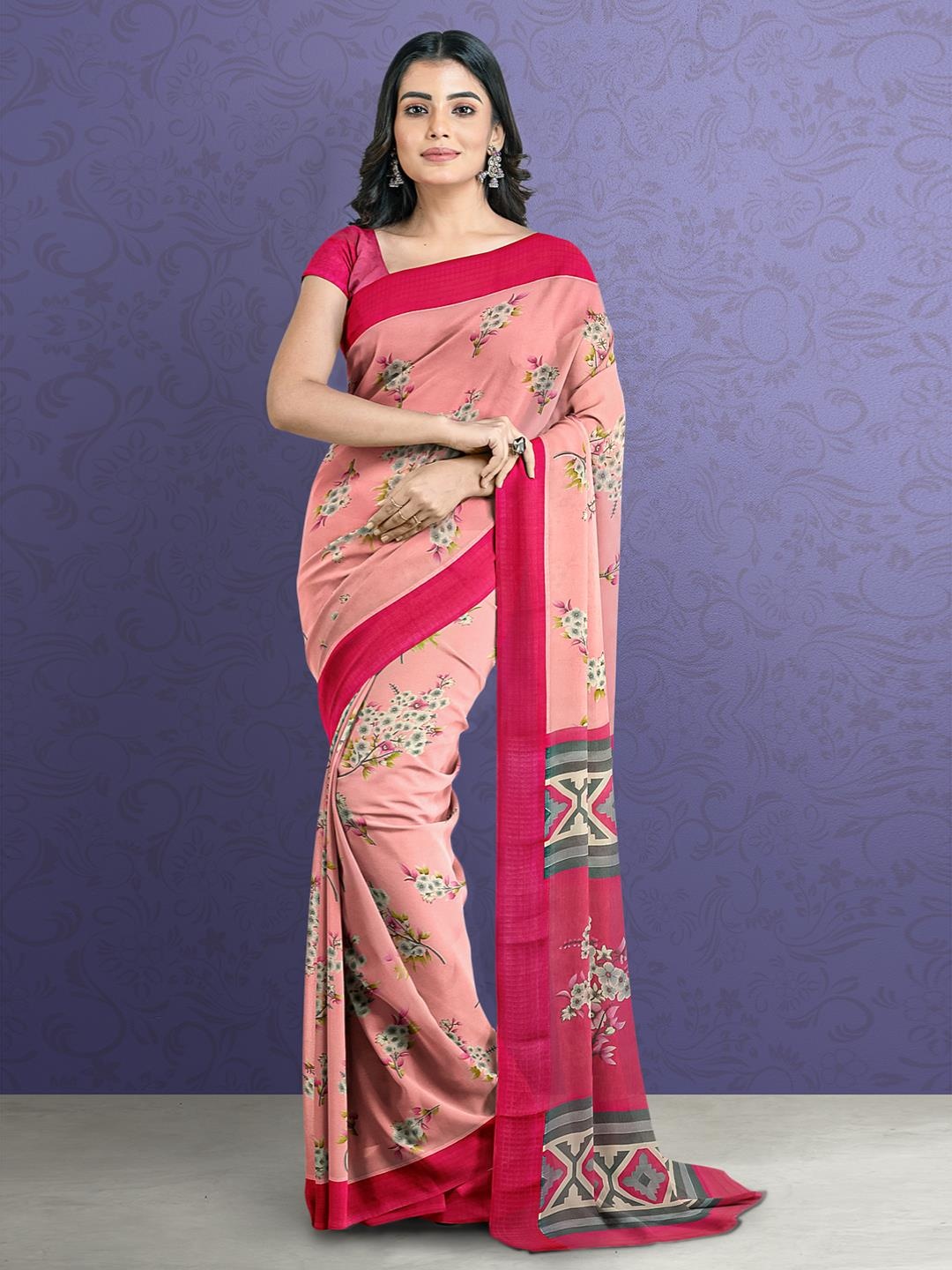 

Kalamandir Printed Saree, Pink