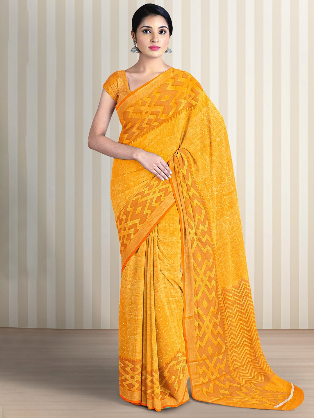 

Kalamandir Woven Design Saree, Mustard