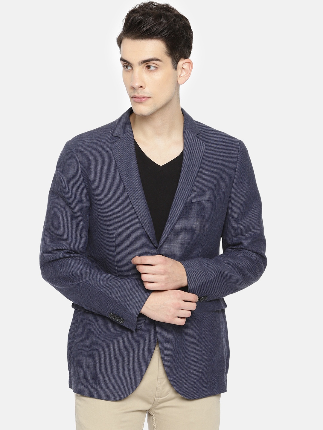 

U.S. Polo Assn. Navy Blue Solid Single-Breasted Regular Fit Casual Blazer