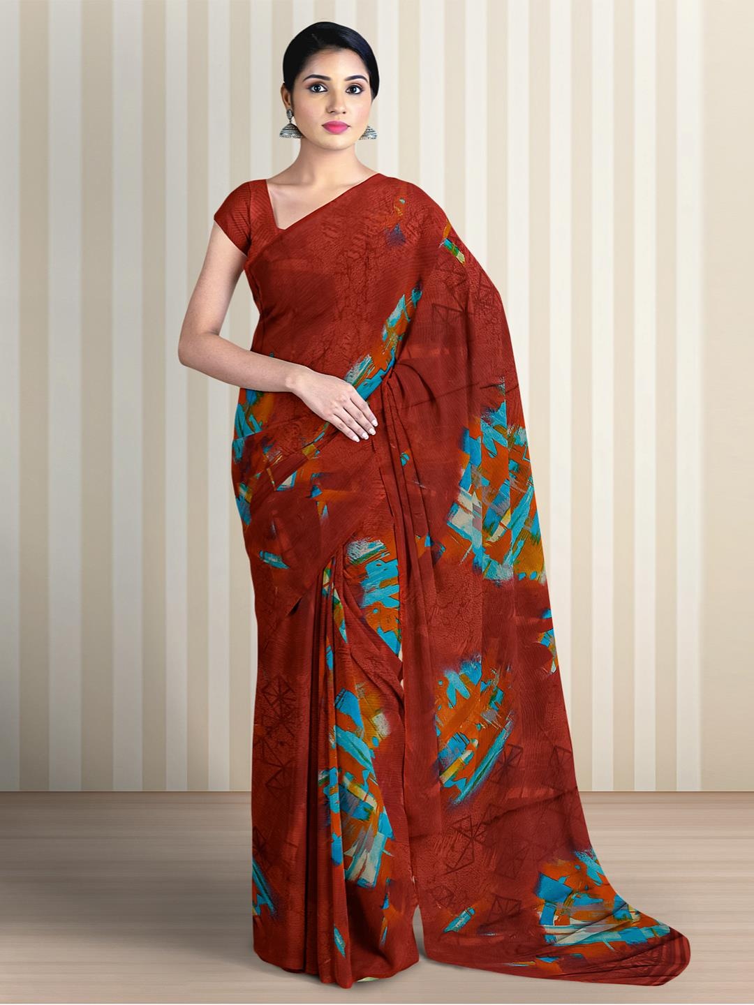 

Kalamandir Abstract Printed Saree, Maroon