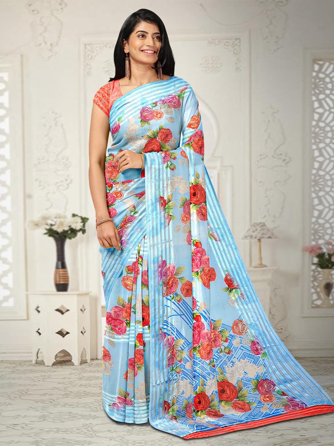 

Kalamandir Floral Saree, Blue