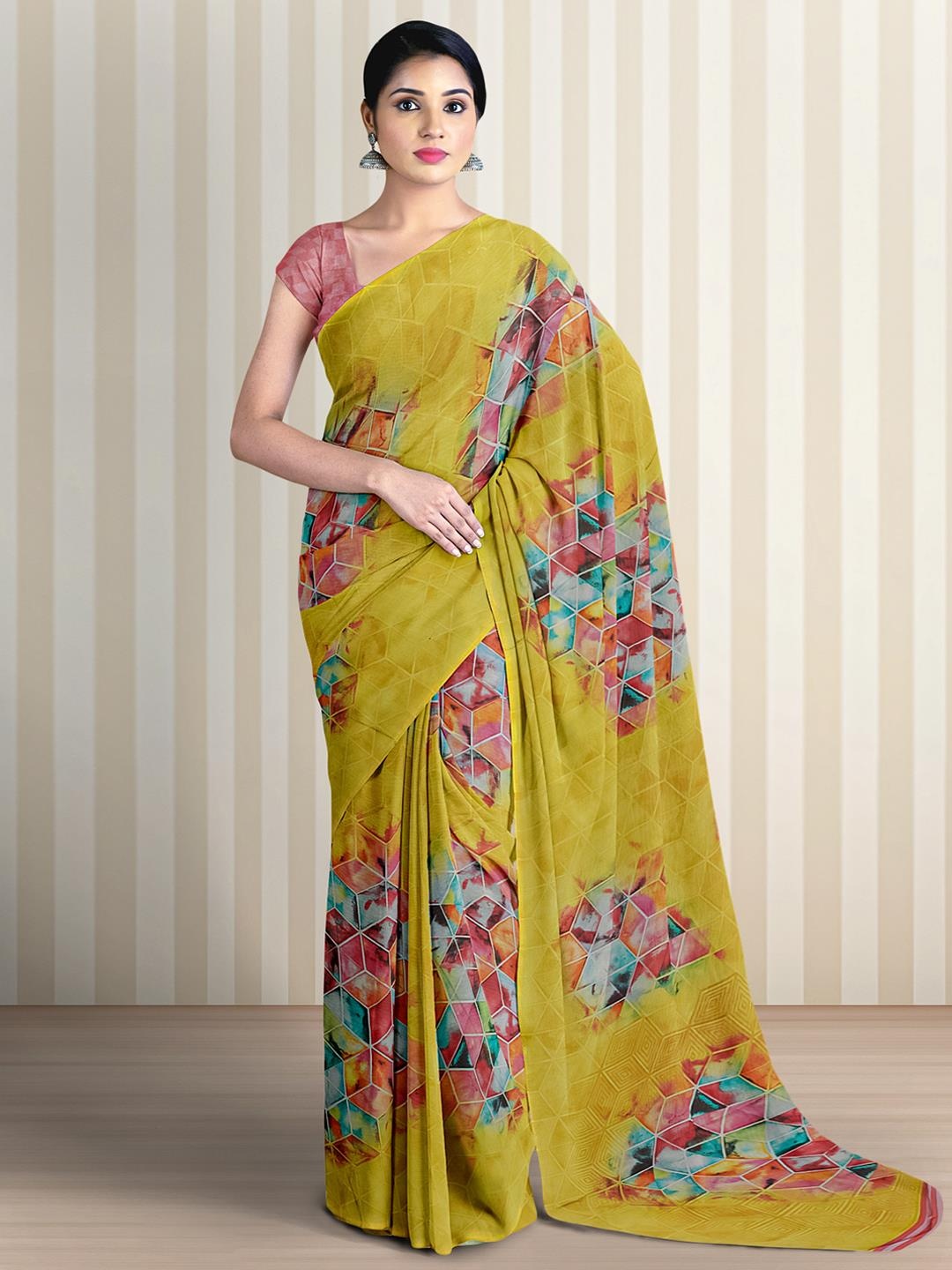 

Kalamandir Floral Printed Saree, Olive