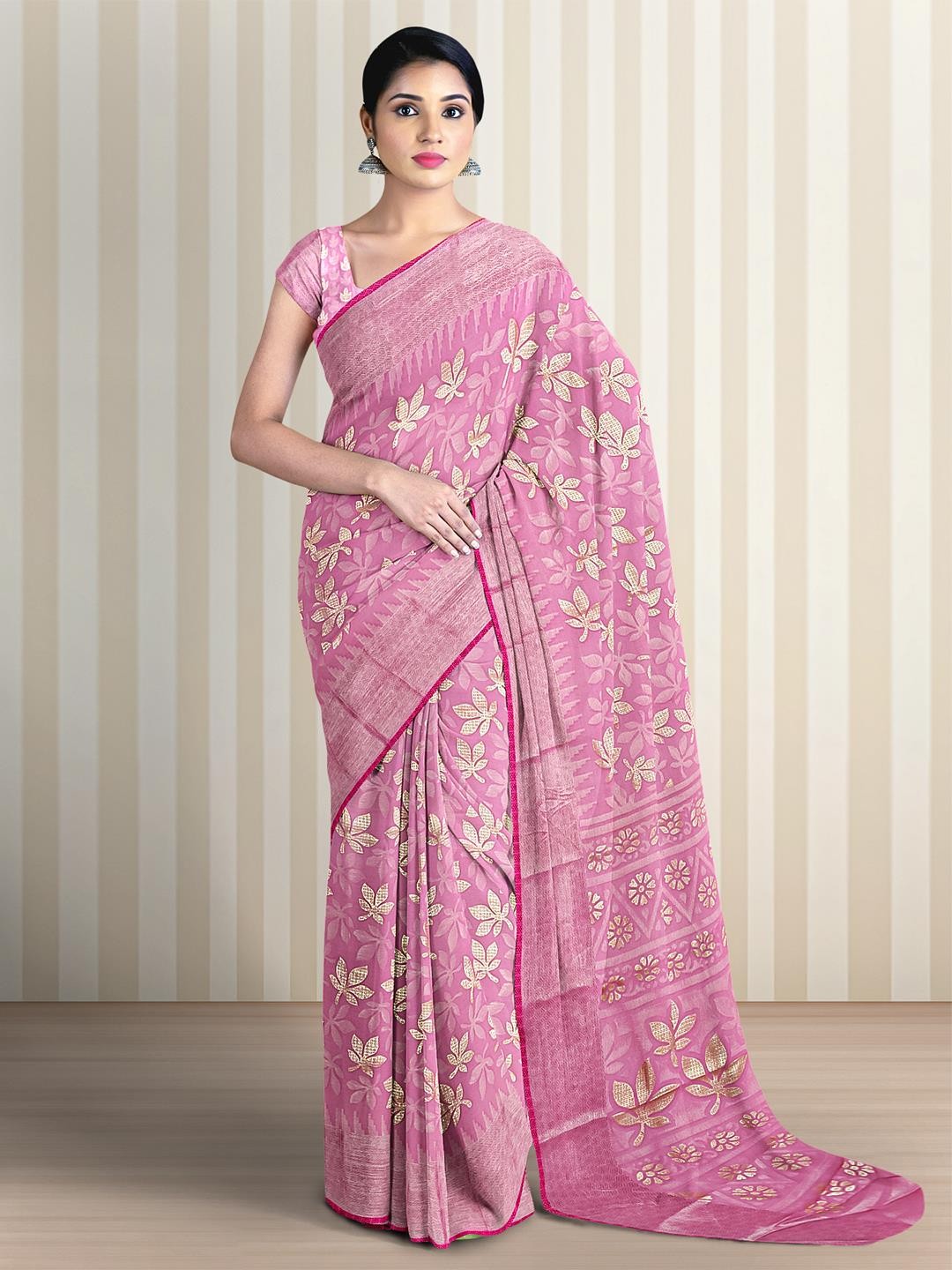 

Kalamandir Printed Ethnic Motifs Saree, Pink