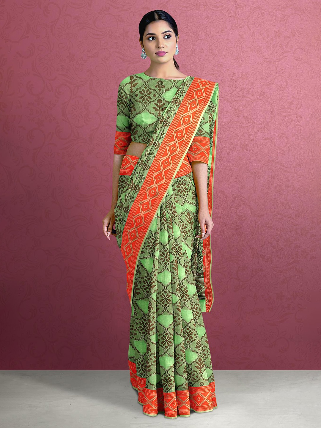 

Kalamandir Ethnic Motifs Printed Saree, Green