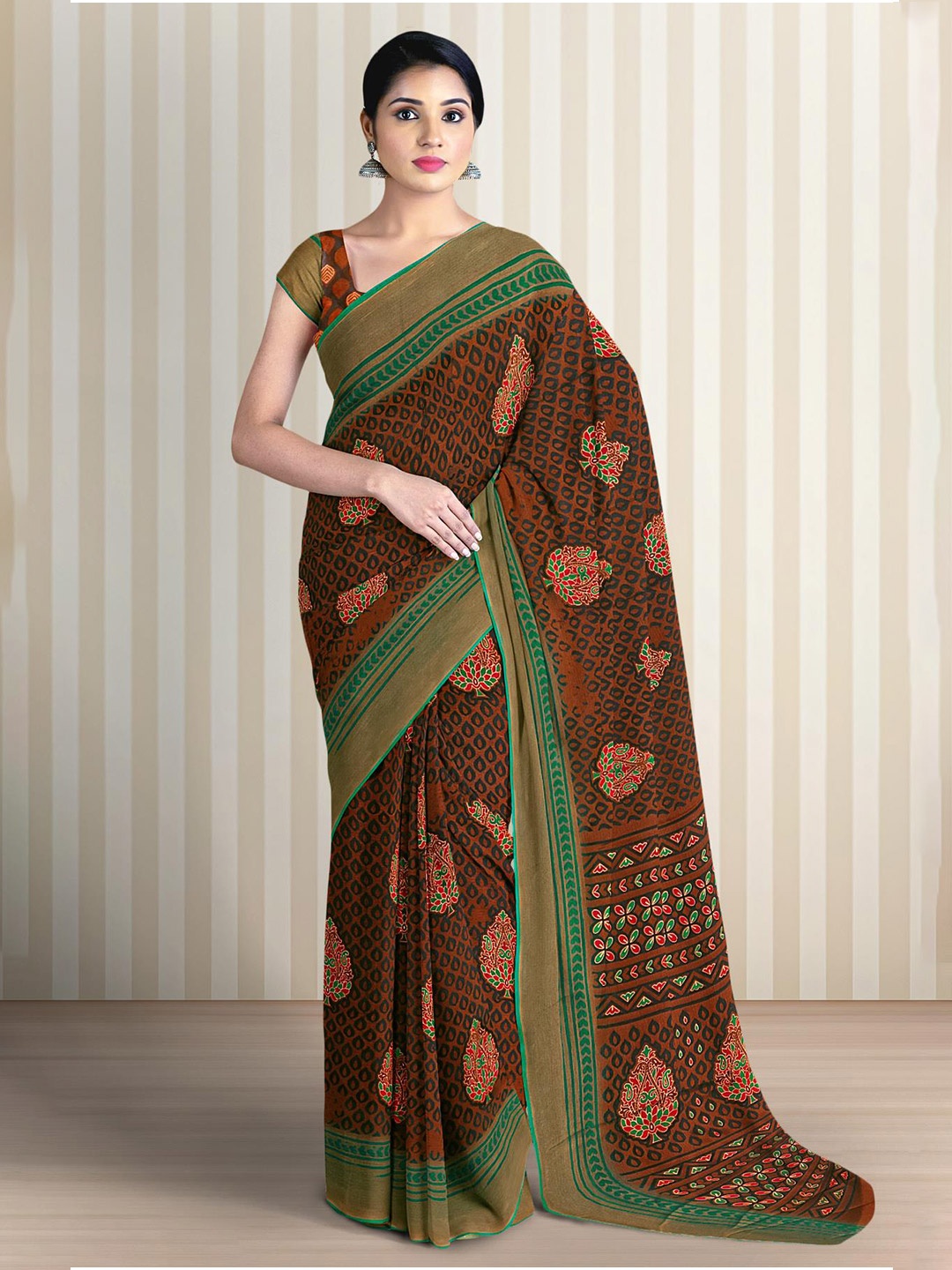 

Kalamandir Ethnic Motifs Printed Saree, Black