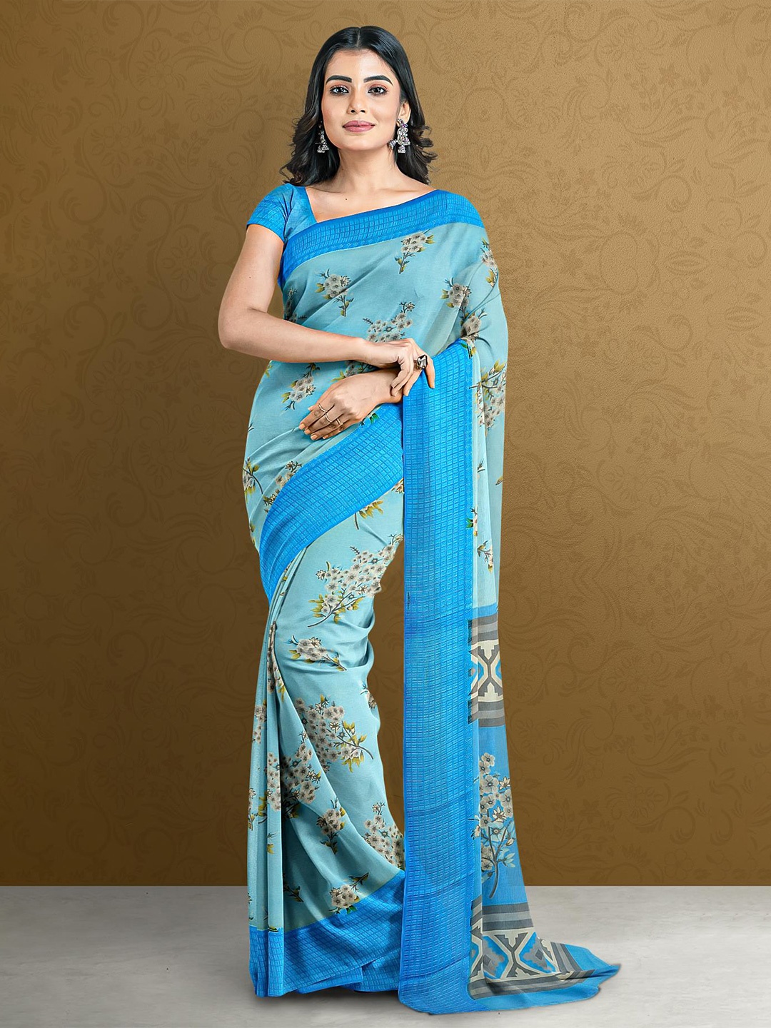 

Kalamandir Floral Printed Saree, Blue