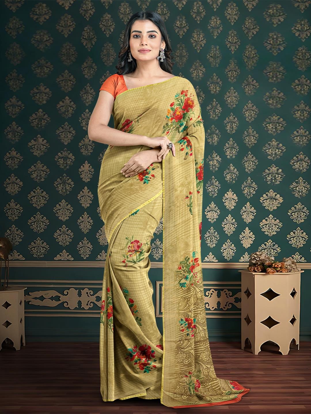 

Kalamandir Floral Printed Saree, Beige