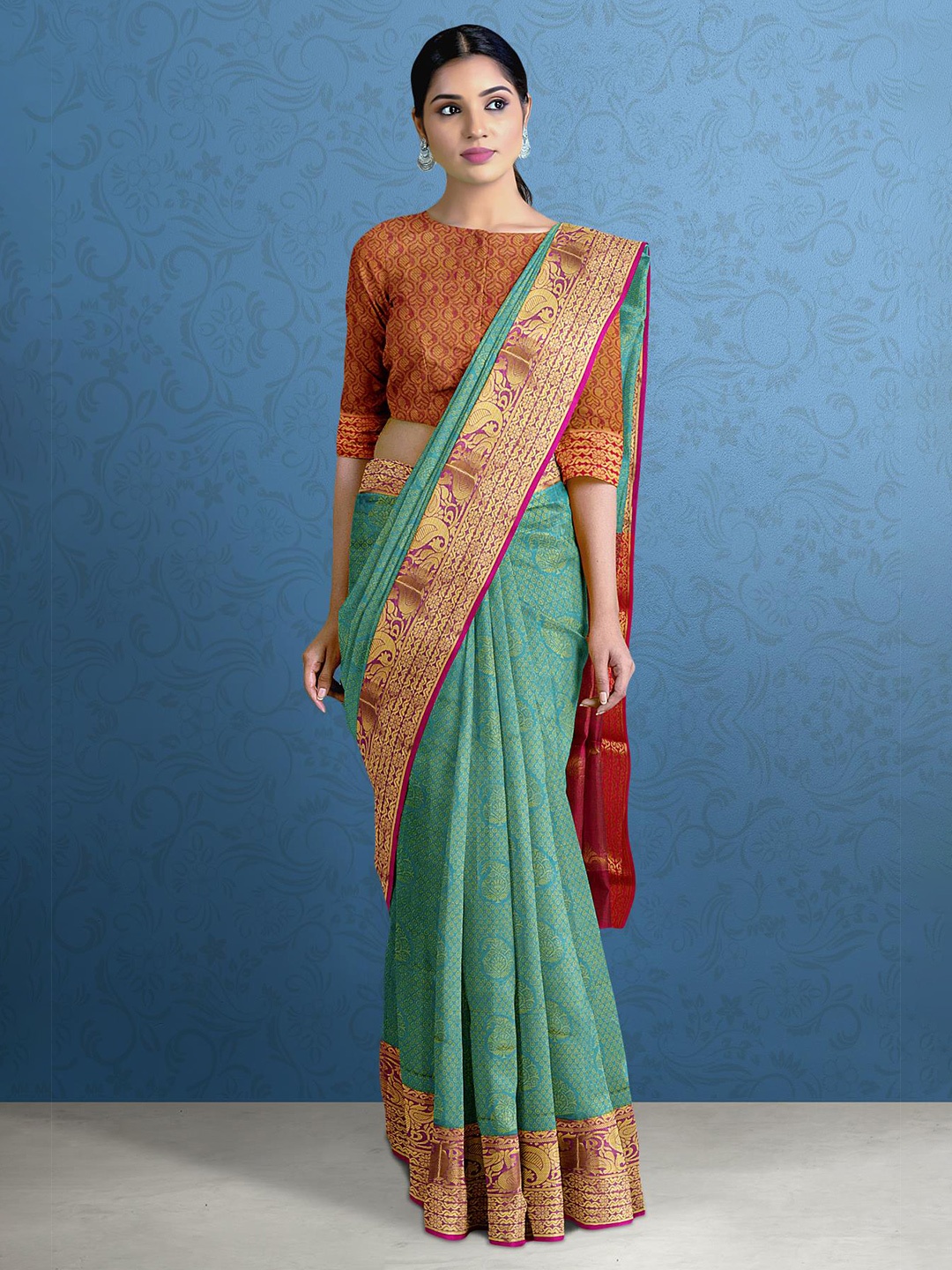 

Kalamandir Woven Design Zari Saree, Teal