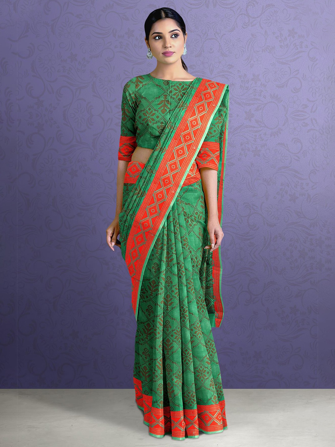 

Kalamandir Ethnic Motifs Woven Design Saree, Green